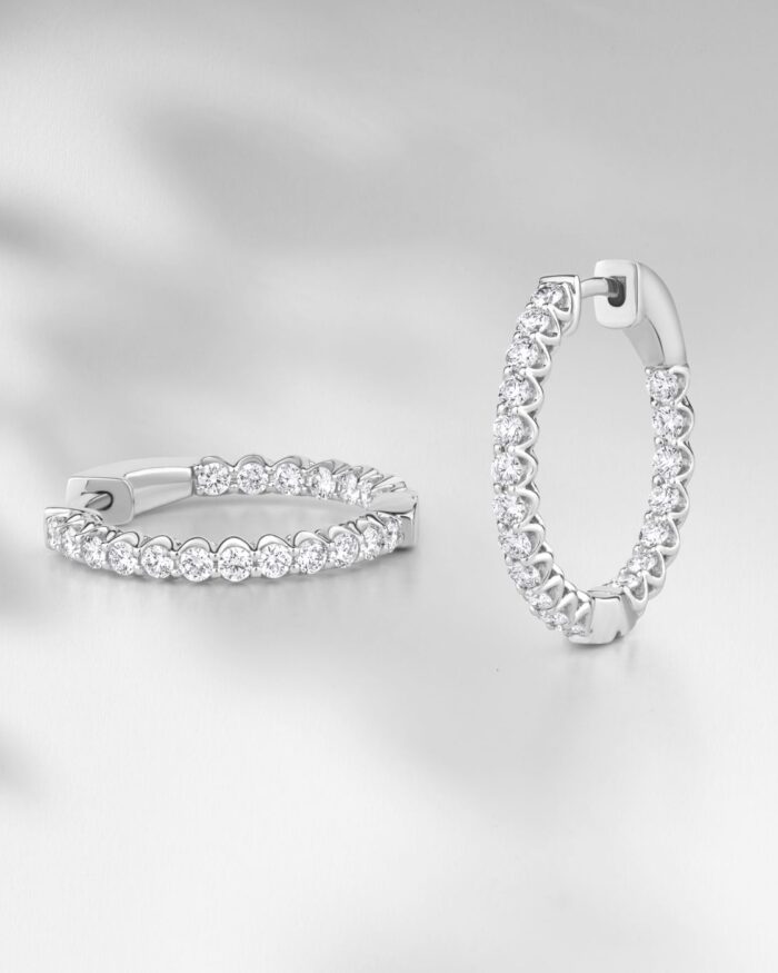 Diamanset Diamond Inside-Out Hoops in white gold, diamonds set on both the outer and inner faces