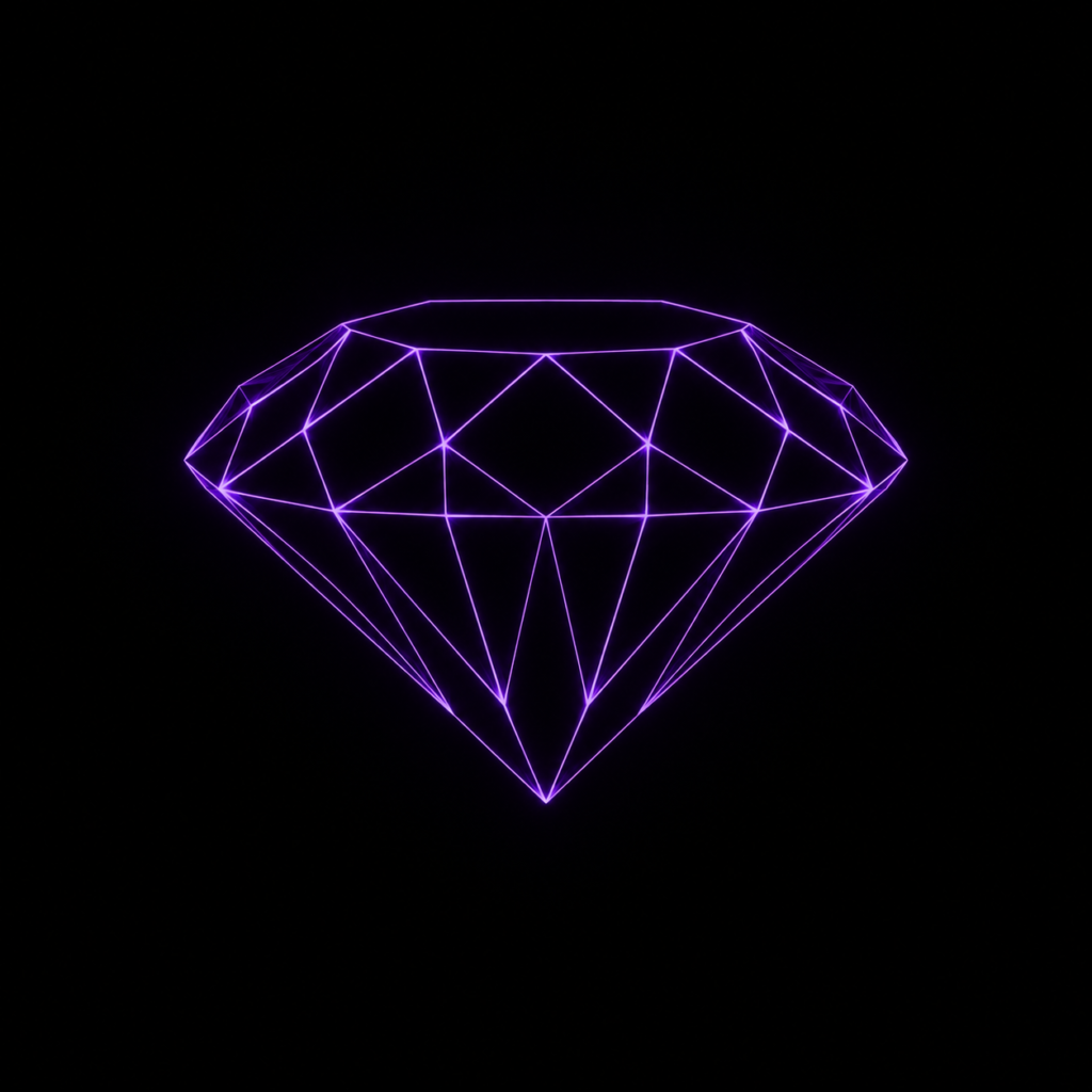 Diamanset For Her - violet neon wireframe diamond