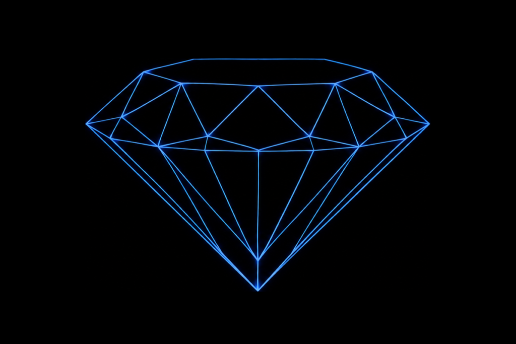 Diamanset For Him - blue neon wireframe diamond